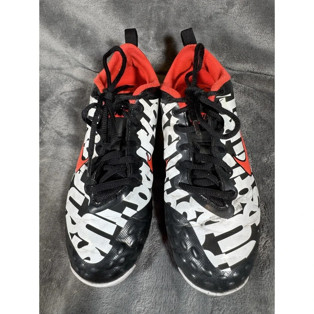 Nike Football Cleats Boys 3Y Youth Size 3 Black White Red Just Do It Fastflex